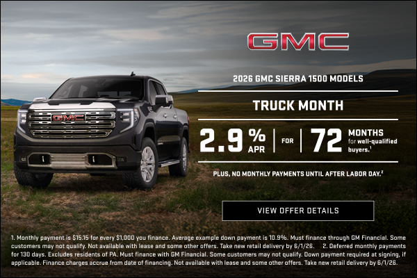 TRUCK MONTH

2.9% APR FOR 72 MONTHS for well-qualified buyers.1

Plus, no monthly payments until ...